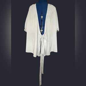 Minimalist Tie-Front Dusty Blue Versatile Top
